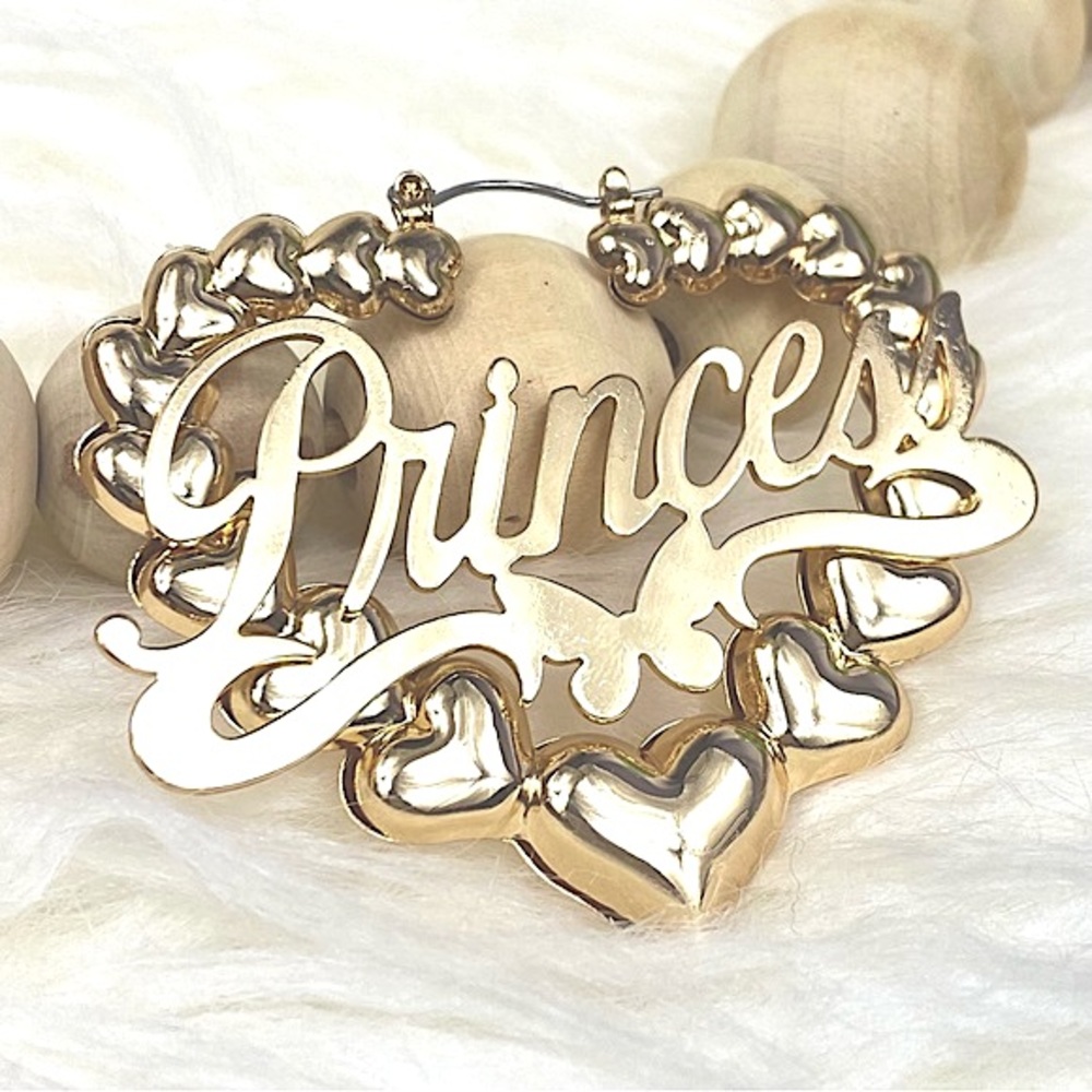 NEW Princess Hollow Heart Statement Hoops Trendy Boho Gold Toned Earrings Large
